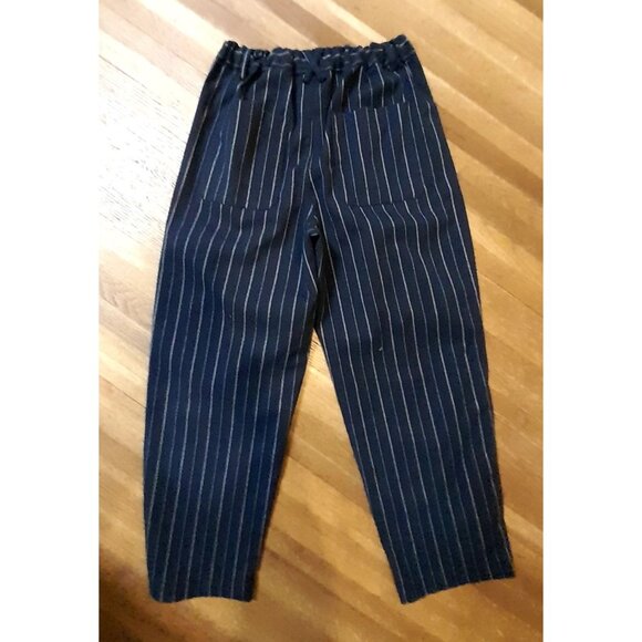 Womens Y2K Pleated Wide Leg Casual Streetwear Sz Small Navy Pinstriped Trousers - Picture 9 of 12